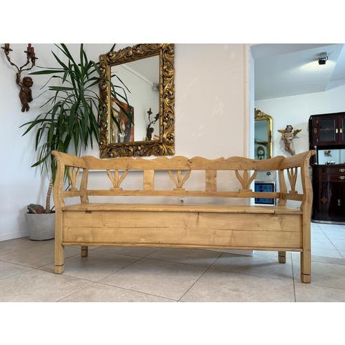Solid Provincial Farmhouse Bench, Storage Bench, Natural Wood Furniture. Dimensions: Height x Width x Depth 90 x 190 x 51...