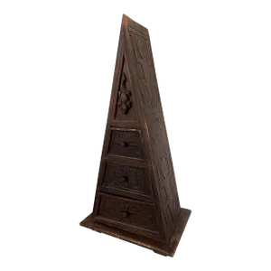 Vintage Hand Carved Pyramid Chest of Drawers