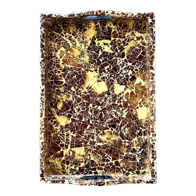 Vintage Boho Lacquered Coconut Shell Tray For Sale