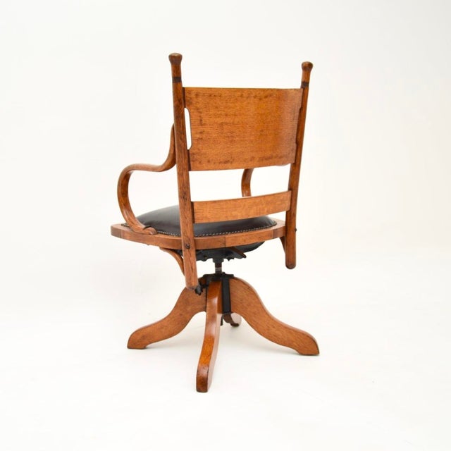 Late 19th Century Victorian Swivel Desk Chair in Bentwood and Leather, 1890s For Sale - Image 5 of 12