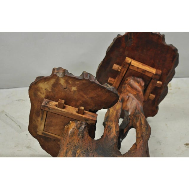 Vintage Mid Century Modern Live Edge 2 Tier Walnut Plant Stand Side Table For Sale - Image 15 of 16