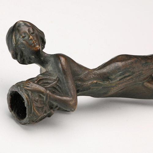 Art Nouveau Bronze Candleholder For Sale - Image 9 of 10