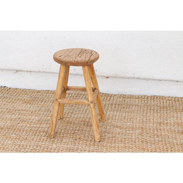 19th Century Ranch Style Round Stool With Timeworn Patina For Sale - Image 5 of 7