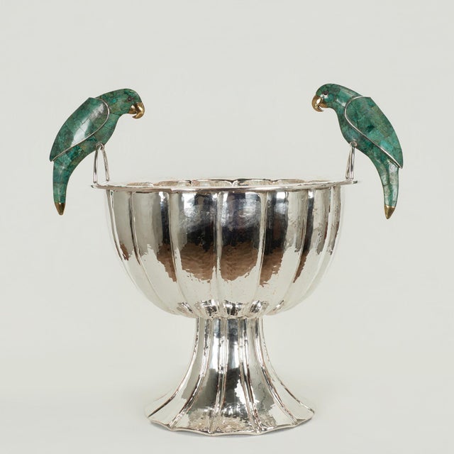 Emilia Castillo Large Vintage Silverplate Wine Cooler or Bowl With Birds by Emilia Castillo For Sale - Image 4 of 13