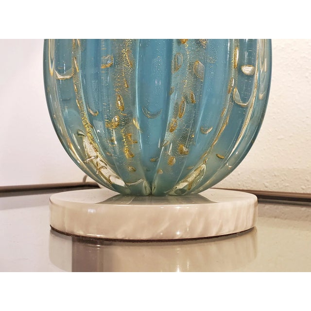 1960s Alfredo Barbini Murano Glass Table Lamp with Shade For Sale - Image 5 of 7