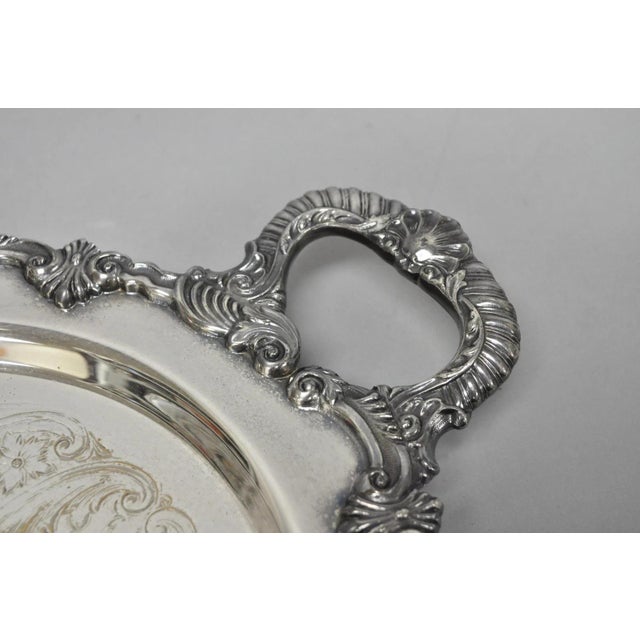Vintage Sheffield Victorian Silver Plated Oval Platter Tray 25th Anniversary For Sale - Image 16 of 18