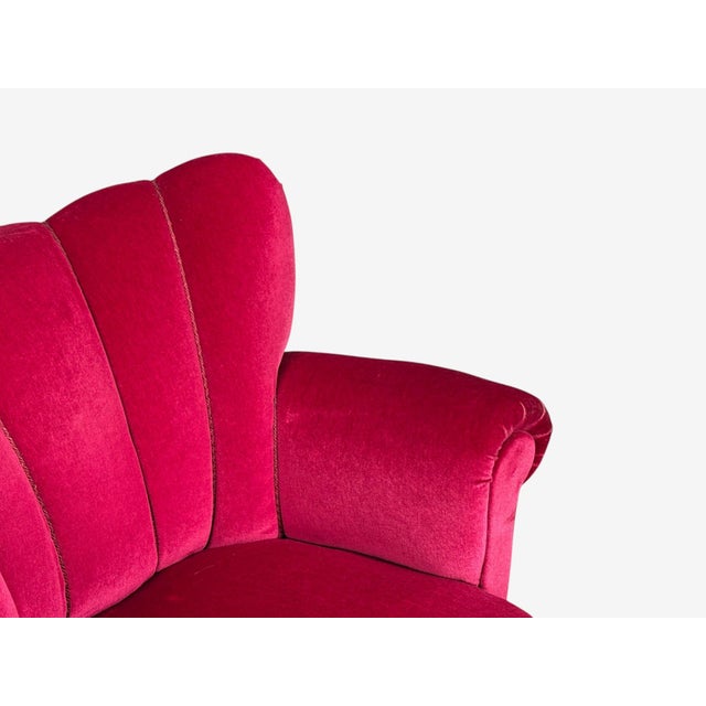 Swedish Cabinetmaker, Lounge Chairs, Red Velvet, Lacquered Wood, Sweden, 1940s For Sale In New York - Image 6 of 13