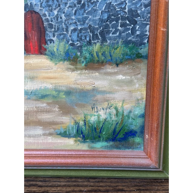 1960s 1960’s Pastoral / Architectural Folk Art Oil Painting on Faroe Islands For Sale - Image 5 of 14