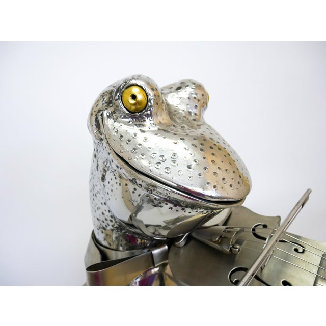 "Frog Violinist" Folk Art Metal Sculpture by James Sauer For Sale In Houston - Image 6 of 12