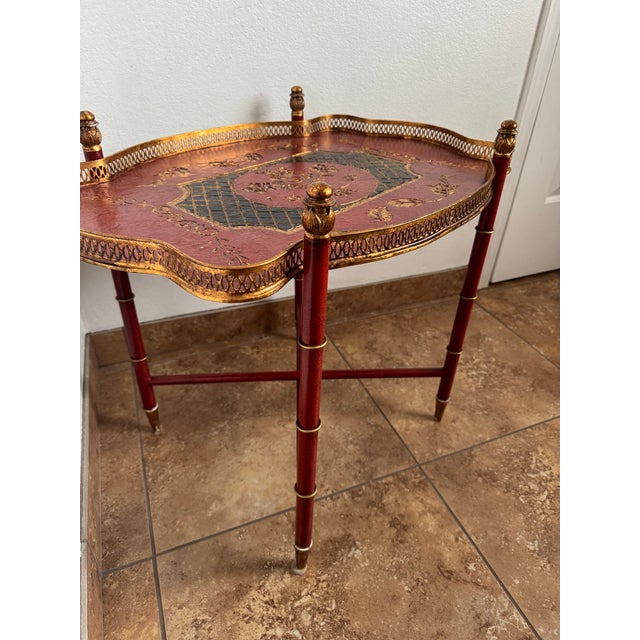 Rustic European Dessau Home Hand-Painted Gilt Tray Table – Florentine Style For Sale - Image 3 of 10