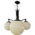 Art Deco 3-Arm Iron Chandelier with Opaline Glass Shades, 1930s For Sale - Image 3 of 7