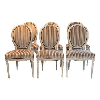 Mid 20th Century Set of Six French Louis XVI Style Dining Chairs For Sale