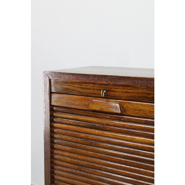Tambour Office Wooden Cabinet, 1950s For Sale - Image 3 of 18
