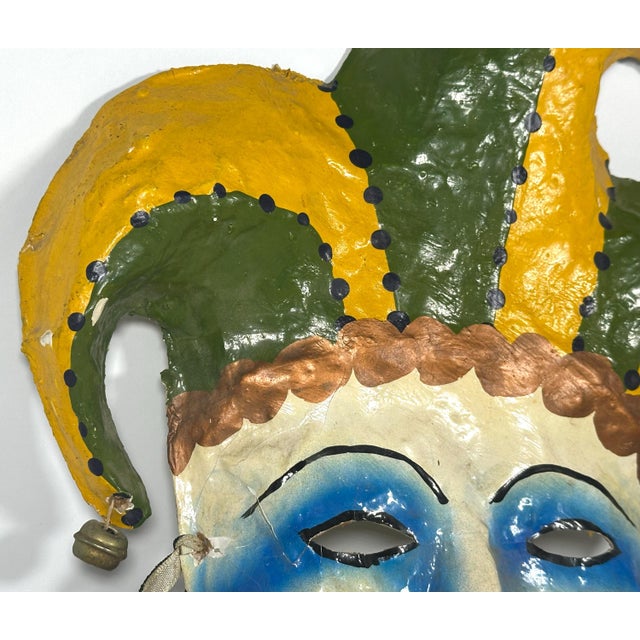Mexican Papier Mache Payaso Jester Mask signed Orozco c. 1950s For Sale - Image 4 of 10