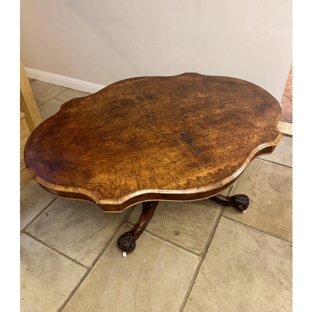 Mid 19th Century Antique Victorian Burr Walnut Table, 1860 For Sale - Image 5 of 7