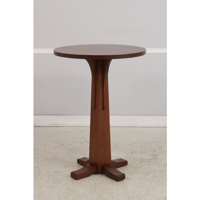 Mission Stickley Round Mission Oak High Top Pub Table For Sale - Image 3 of 15