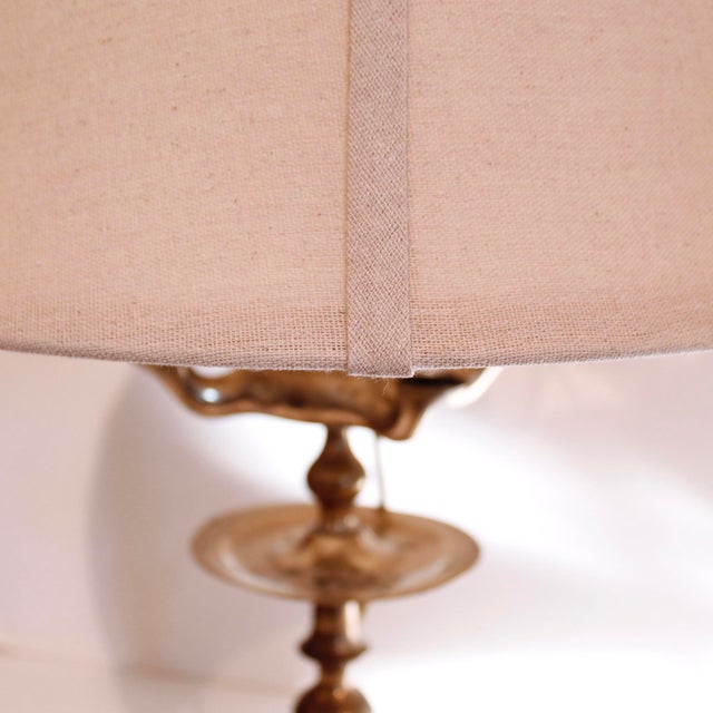 Antique Continental Brass Oil Lamp For Sale - Image 9 of 11