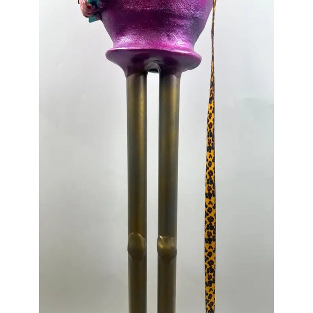 Whimsical Life-Size Metal Sculpture of Stylish Lady With Dog, 5 Ft Tall , Signed 1980's For Sale - Image 11 of 18