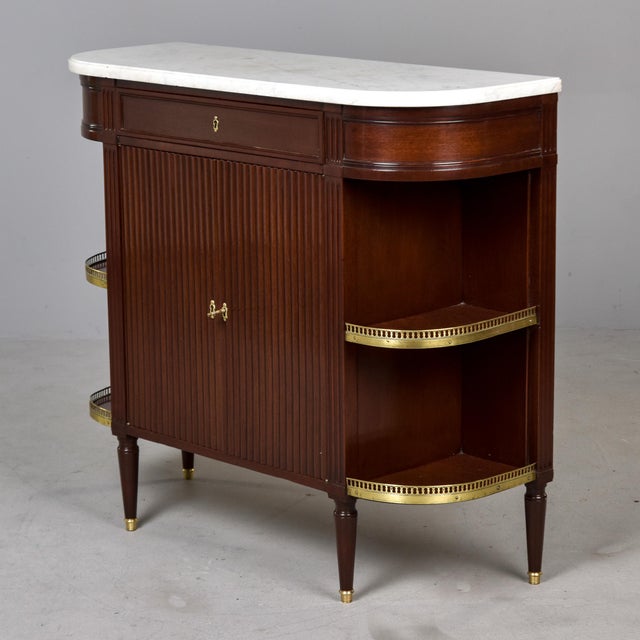 Louis XVI Style Marble Top Buffet With Reeded Doors and Brass Galleries For Sale - Image 4 of 12