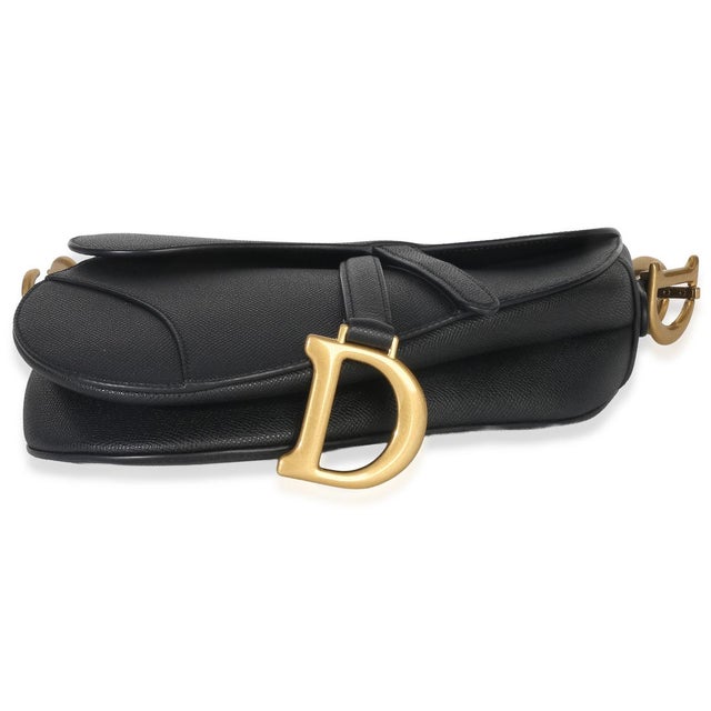 Animal Skin Black Grained Calfskin Medium Saddle Bag For Sale - Image 7 of 9