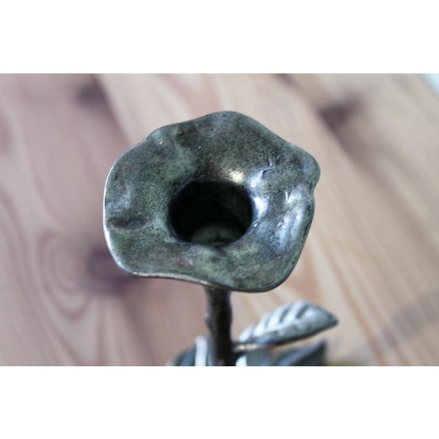 Floral Pewter Candlestick, 1970s For Sale - Image 6 of 10