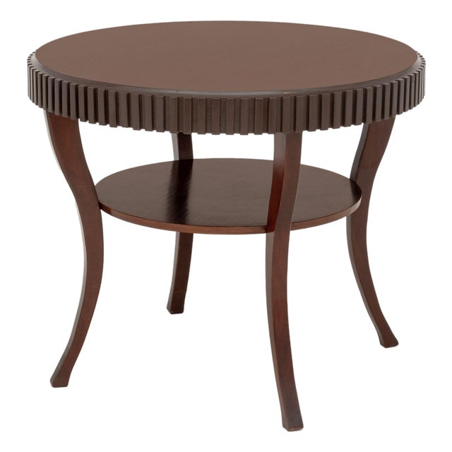 Barbara Barry Attributed Mahogany Circular Occasional Table For Sale