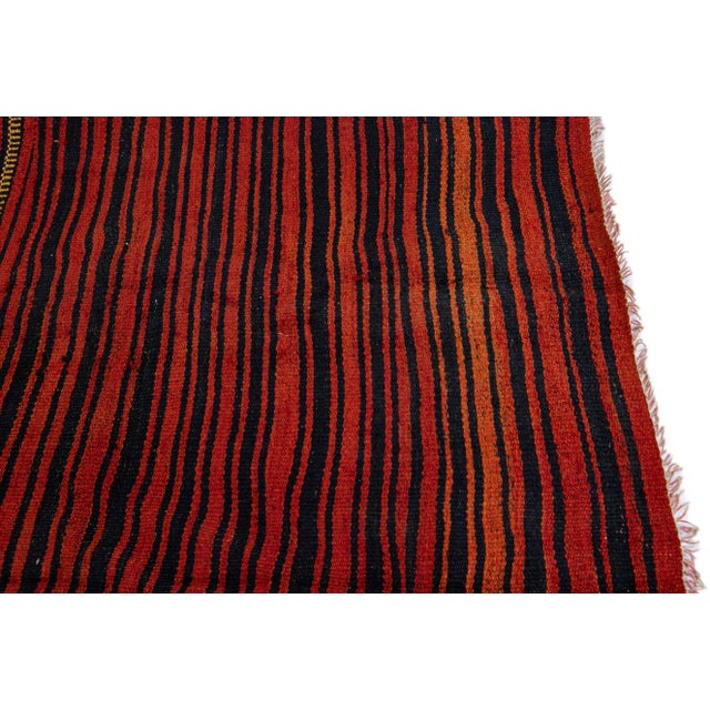 1960s Vintage Turkish Kilim Red Handmade Stripes Wool Rug For Sale In New York - Image 6 of 8