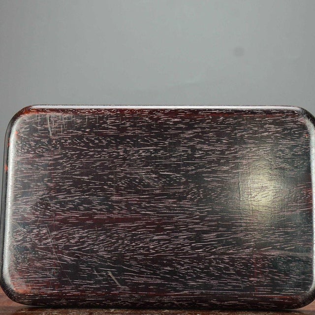 1990s 1990s Rosewood & Mother-of-Pearl Inlay Tea Tray – Koi Fish & Lotus Motif For Sale - Image 5 of 8