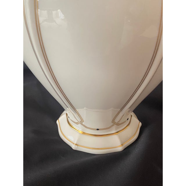 Vintage Large 9 7/8 Inch Lenox Vanguard Collection Ivory Porcelain Art Deco Trim Vase For Sale - Image 17 of 18