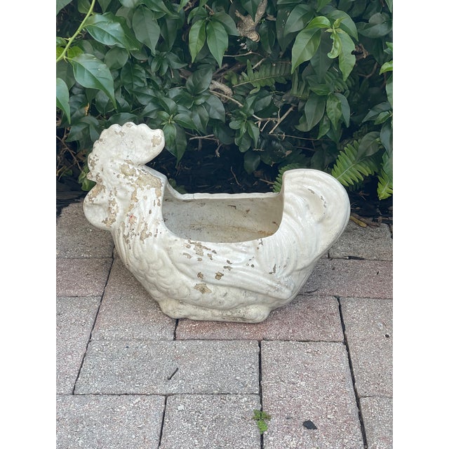 French Country Vintage Ceramic Cockerel Planter. Glazed ceramics with distressed finish.