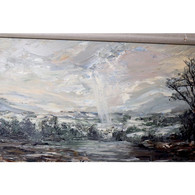 Abstract Expressionism Vintage Heinz Stoecker Storm Landscape Abstract Expressionism Oil Painting Board For Sale - Image 3 of 11