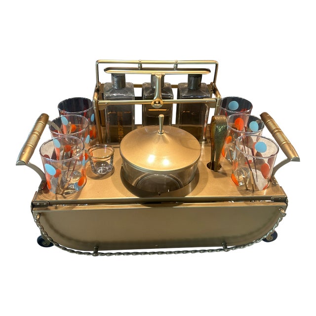 Mid 19th Century Mid Century Modern Table Top Bar Set - 13 Piece For Sale
