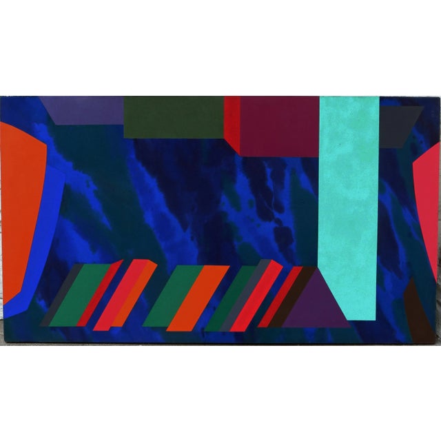 1980s Michael Tyzack Large Geometric Abstract Painting For Sale - Image 5 of 5