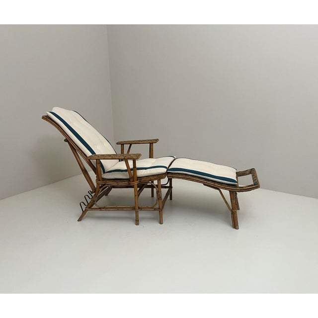 Vintage Rattan and Bamboo Chaise Lounge, 1940s For Sale - Image 10 of 10