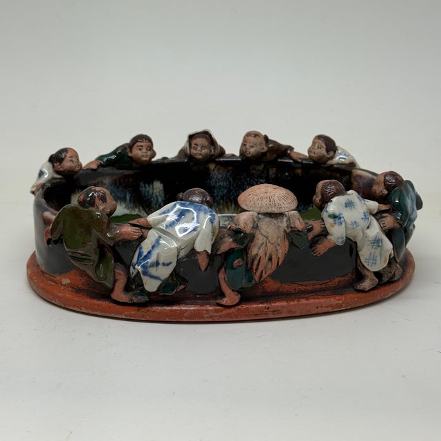 Late 19th Century Antique Meiji Period Japanese Inoue Ryosai Simida Gawa "Ten Men Looking" Bowl For Sale - Image 5 of 9
