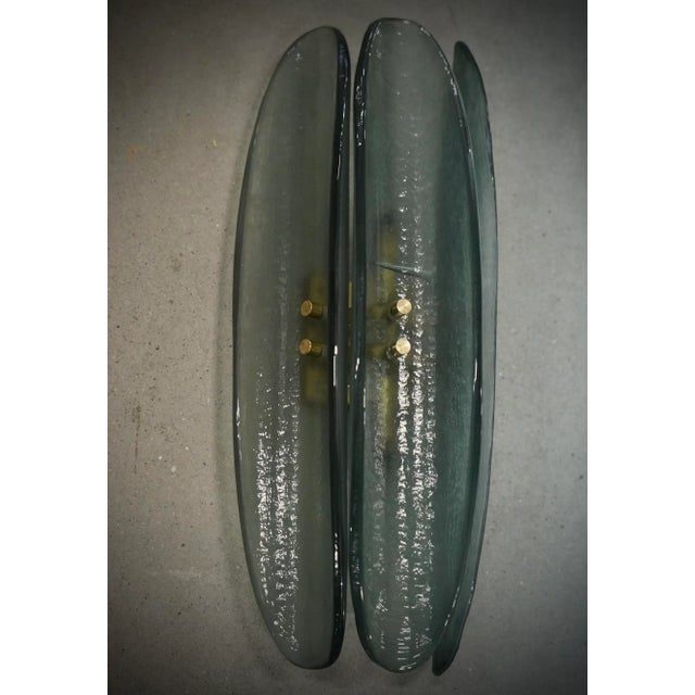 Metal Italian Murano Glass Teal Color Wall Light For Sale - Image 7 of 8