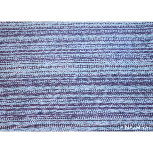 Mid 20th Century Nazmiyal Collection Vintage Double Sided Blue Swedish Kilim Rug For Sale - Image 5 of 6