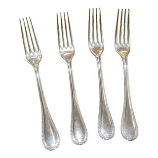 Large Silver-Plated Forks with Malmaison Pattern from Christofle, Set of 4 For Sale