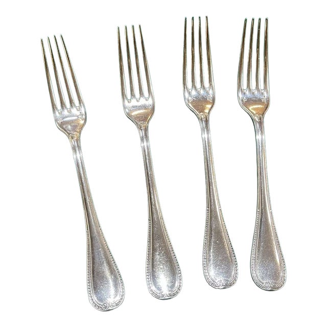 Large Silver-Plated Forks with Malmaison Pattern from Christofle, Set of 4 For Sale