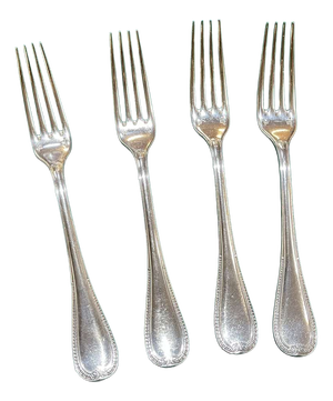 Large Silver-Plated Forks with Malmaison Pattern from Christofle, Set of 4