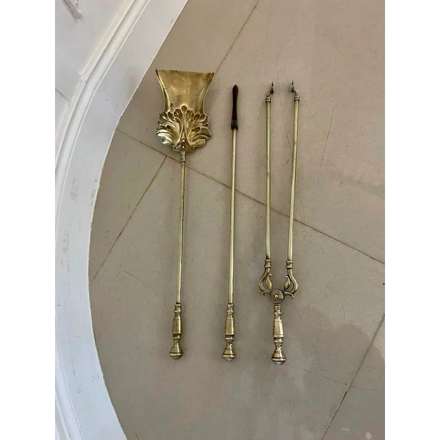 Gold Antique Victorian Quality Brass Fire Irons, 1860s, Set of 3 For Sale - Image 8 of 8