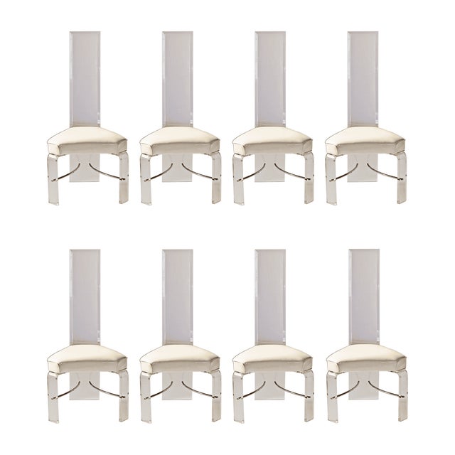 Transparent High Back Lucite Dining Chairs - Set of Eight For Sale - Image 8 of 8