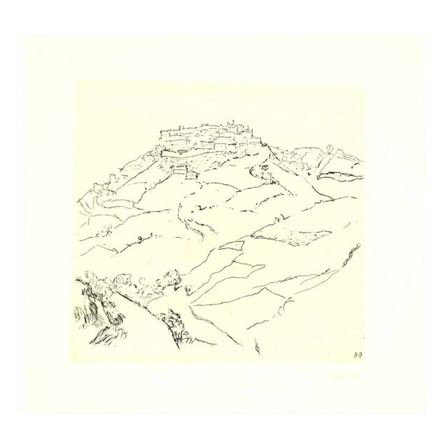 Landscape - Original Etching by Renzo Biasion - 1960s 1960s For Sale