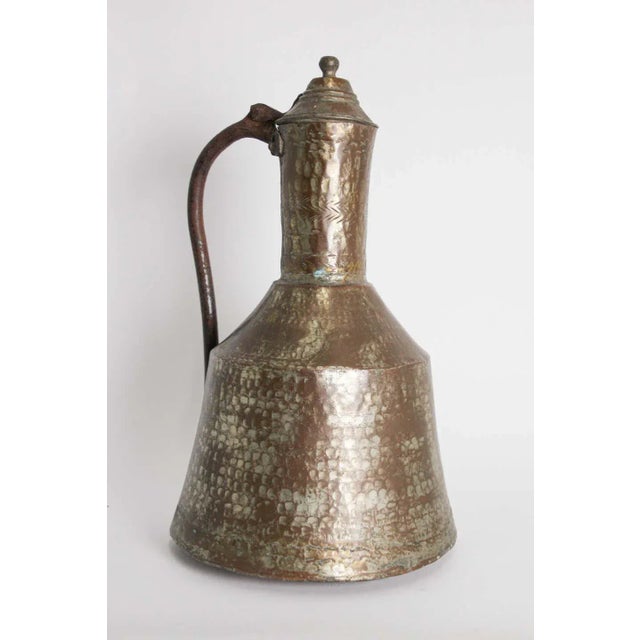 Islamic Antique Middle Eastern Persian Tinned Copper Ewer 19th Century For Sale - Image 3 of 13