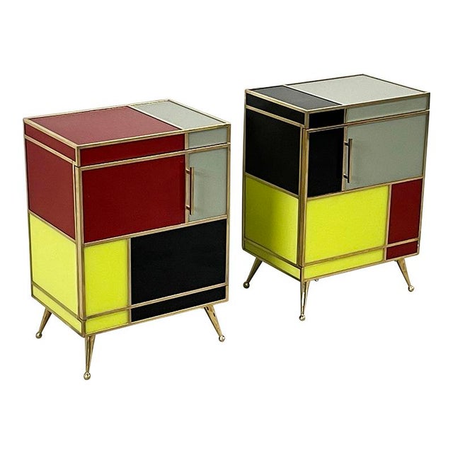 1980s Stained Glass Bedside Tables, 1980s, Set of 2 For Sale - Image 5 of 7