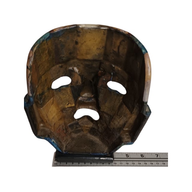 Mexican Mosiac Mask With Abalone Mayan Aztec Death Burial Mask For Sale - Image 15 of 15