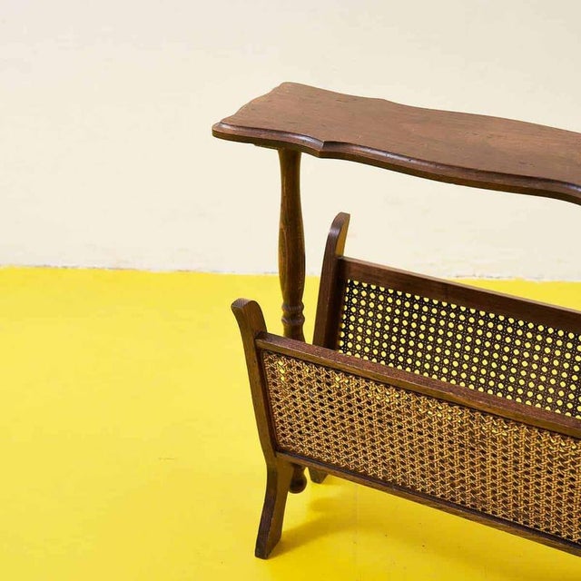 Carved Wooden Magazine Rack | Chairish