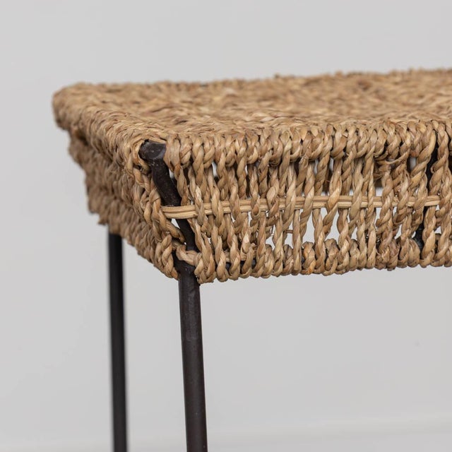 Tan 1960s French Rush and Iron Side Table For Sale - Image 8 of 11
