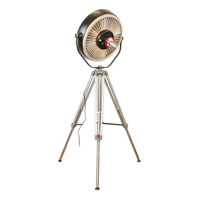 Vintage Industrial Black Hospital Operating Lamp on Bilora Tripod, 1980s For Sale
