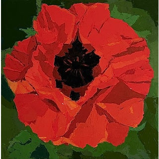 "Poppy Flower" Modern Oil Painting, by Jennifer Hohlfelder For Sale